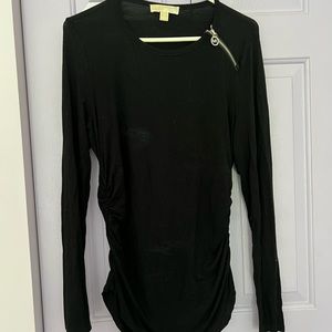 Black Long Sleeve Zip Michael Kors Top Size L